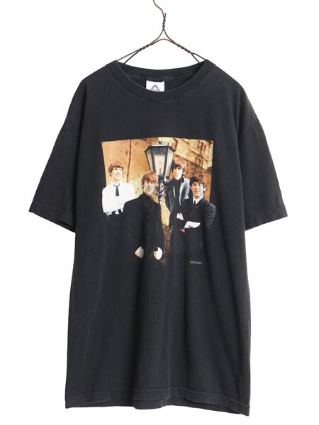 00s ★ ビートルズ イラスト プリント Tシャツ メンズ L / オールド オフィシャル バンド ロック ムービー グラフィック ヘビーウェイト 黒