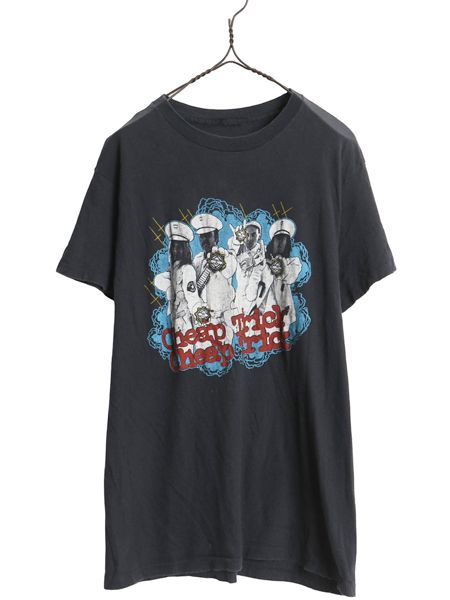 70s ★ チープトリック イラスト プリント Tシャツ メンズ S レディース M / 古着 ヴィンテージ 当時物 バンド ロック シングルステッチ 黒