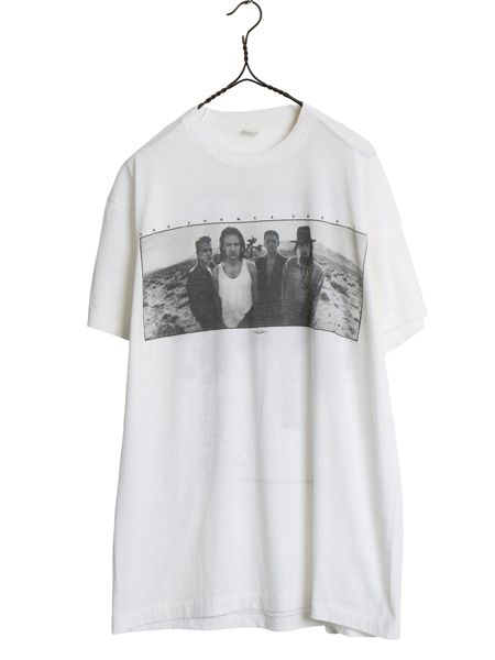 80s ★ U2 ツアー イラスト プリント Tシャツ メンズ XL 小さめ L / ヴィンテージ オフィシャル バンド ロック フォト シングルステッチ 白