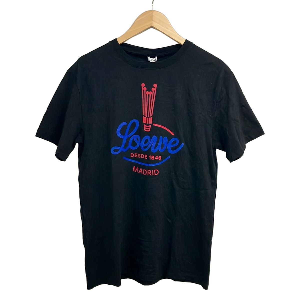LOEWE(ロエベ) 半袖Tシャツ サイズXS レディース美品 - 黒×ネイビー×レッド クルーネック