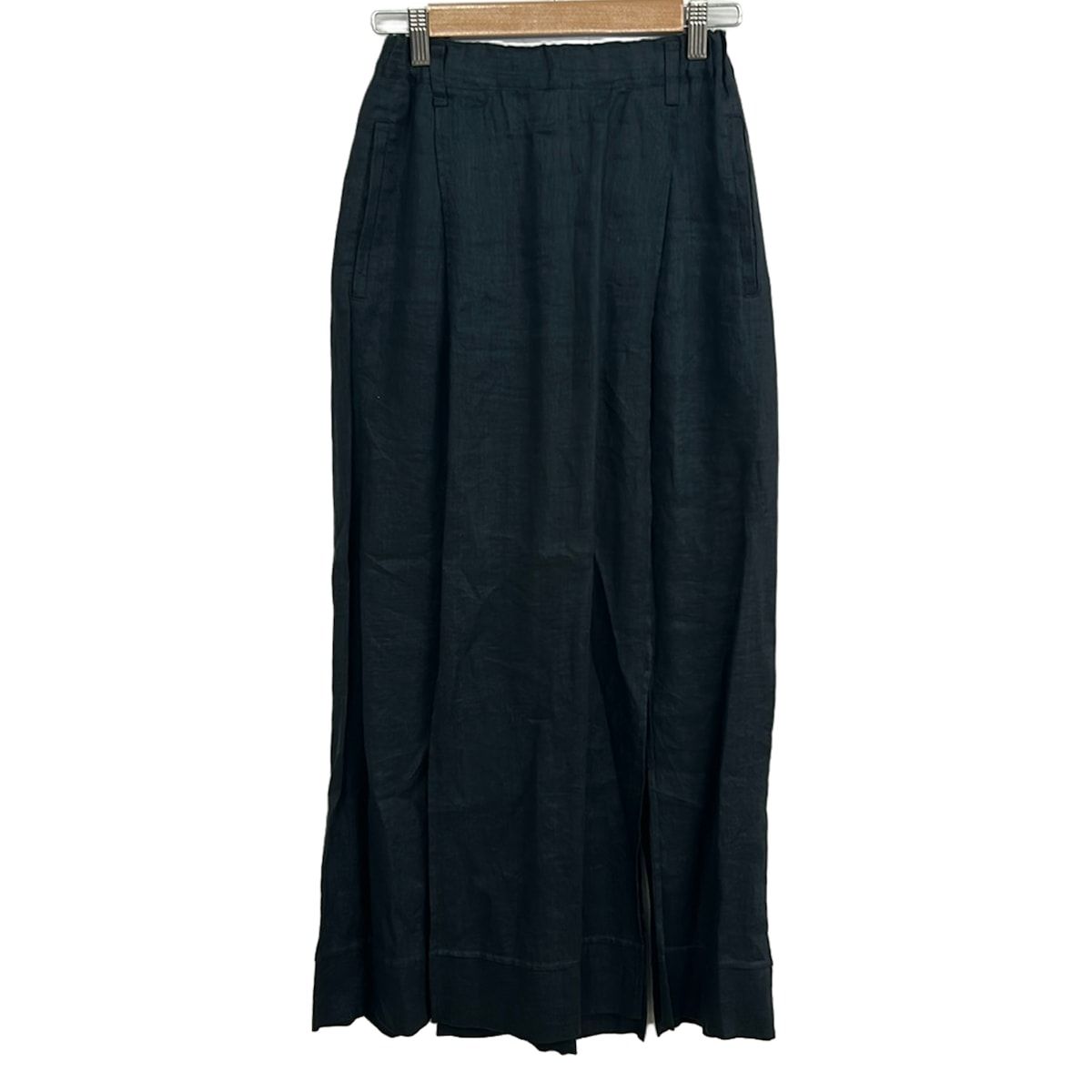 ISSEYMIYAKE(イッセイミヤケ) ロングスカート サイズM レディース美品 - ブルーグリーン マキシ丈/麻/ウエストゴム