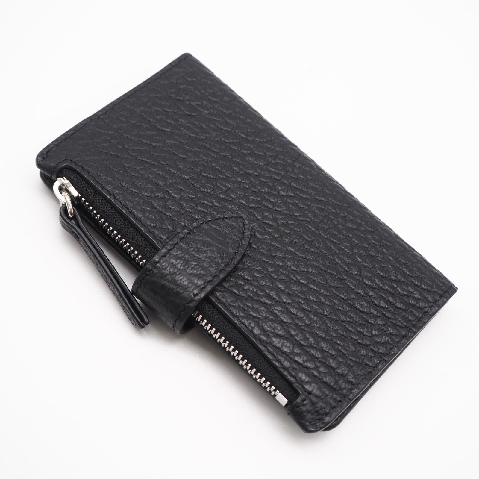 ★3日以内返品可★極美品 MAISON MARGIELA メゾンマルジェラ 4ステッチ ジップウォレット SA1VX0019 コインケース ブラック ホワイト カーフレザー メンズ