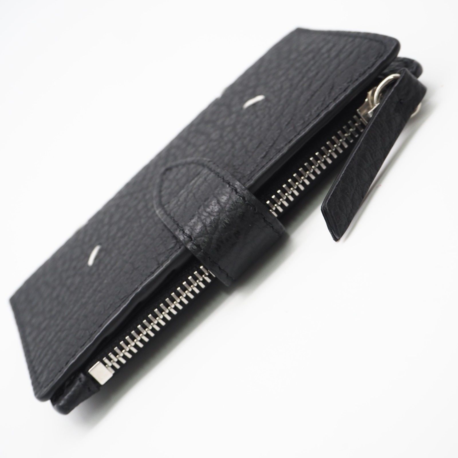 ★3日以内返品可★極美品 MAISON MARGIELA メゾンマルジェラ 4ステッチ ジップウォレット SA1VX0019 コインケース ブラック ホワイト カーフレザー メンズ
