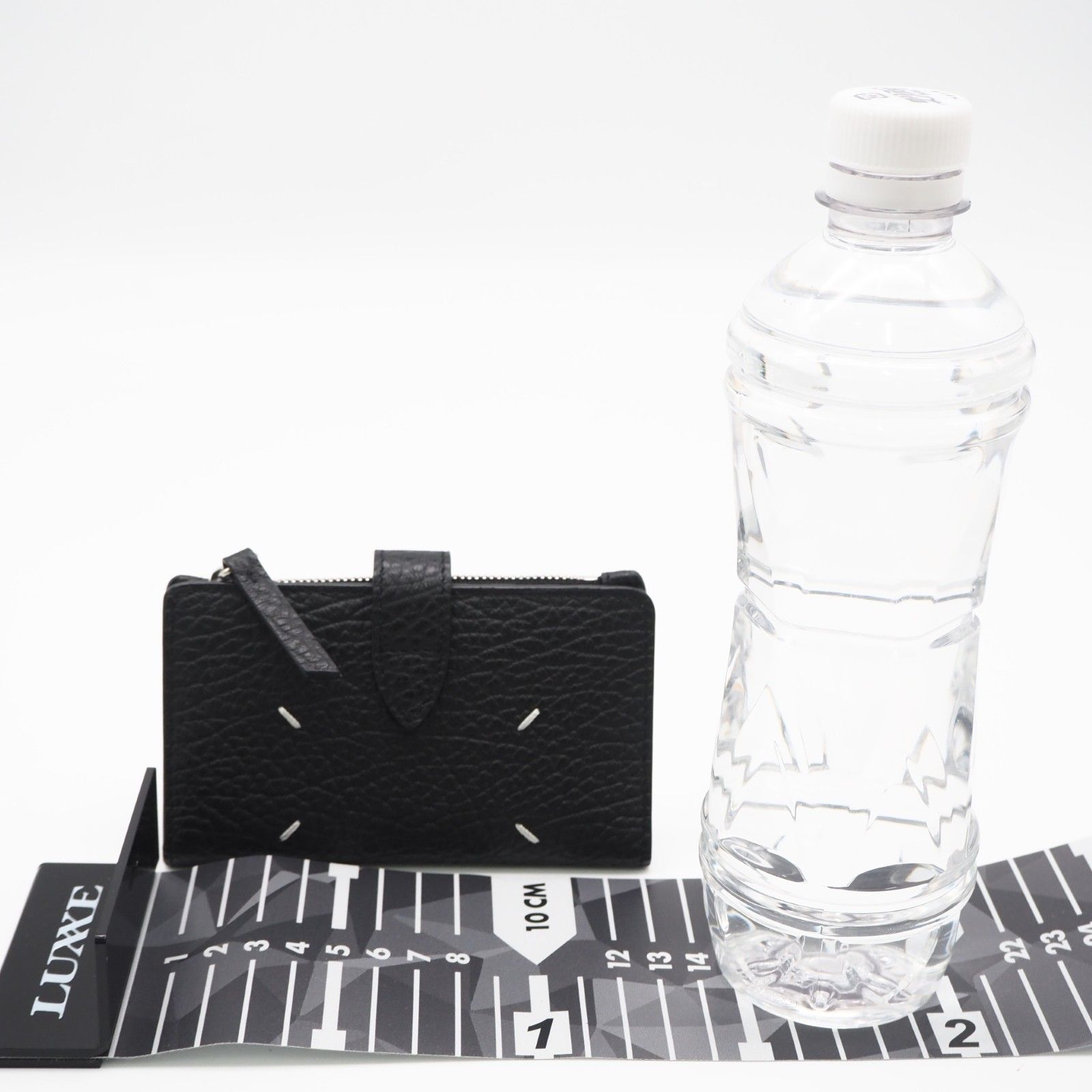 ★3日以内返品可★極美品 MAISON MARGIELA メゾンマルジェラ 4ステッチ ジップウォレット SA1VX0019 コインケース ブラック ホワイト カーフレザー メンズ