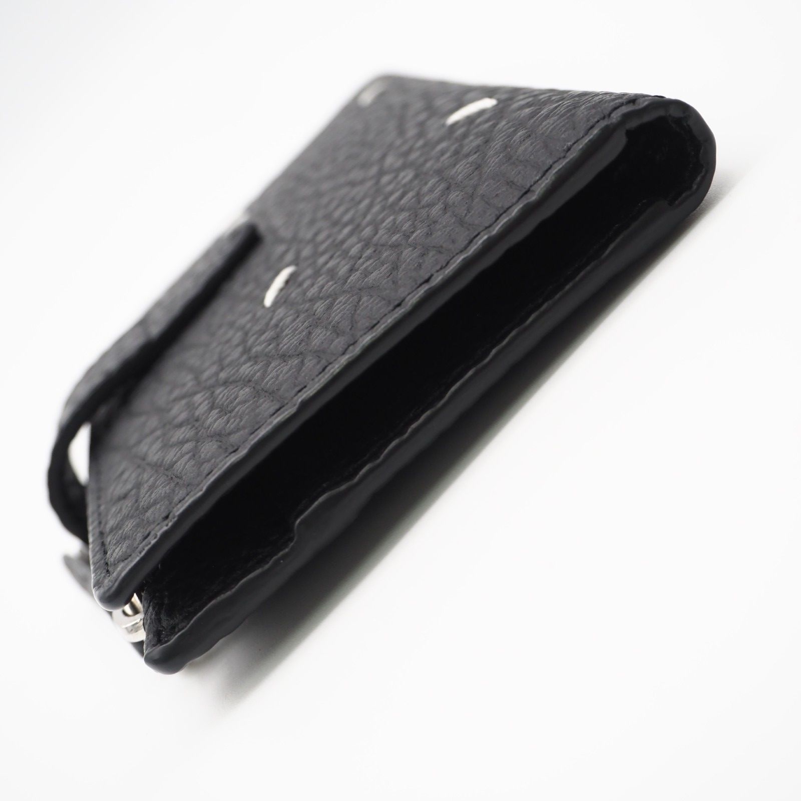 ★3日以内返品可★極美品 MAISON MARGIELA メゾンマルジェラ 4ステッチ ジップウォレット SA1VX0019 コインケース ブラック ホワイト カーフレザー メンズ