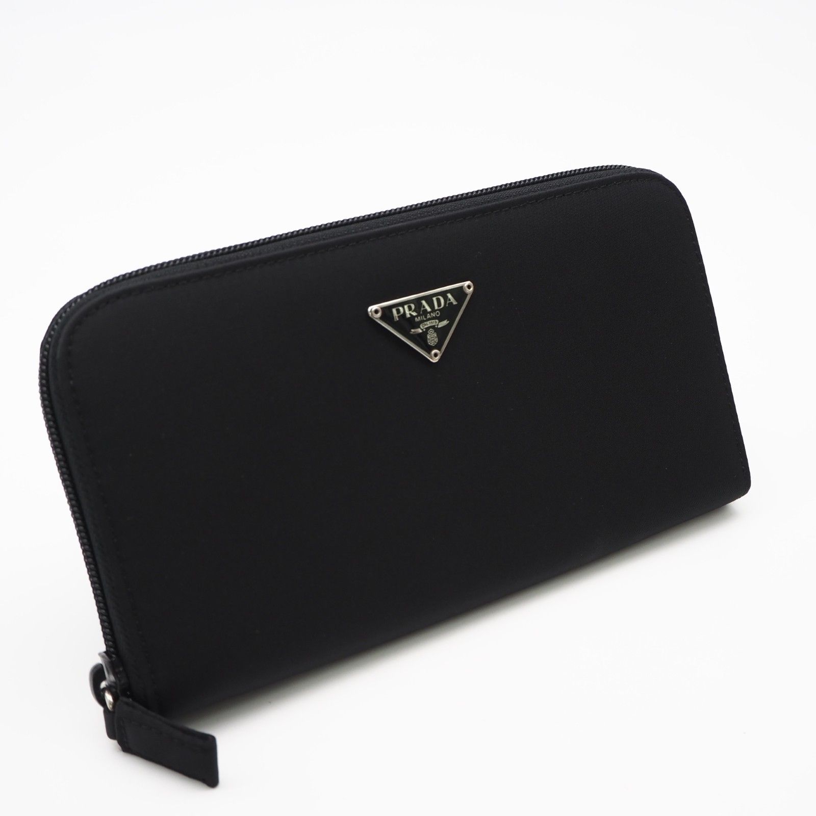 ★3日以内返品可★極美品 PRADA プラダ テスート トライアングル ジップアラウンドウォレット M506A 長財布 ブラック ナイロン サフィアーノ レディース