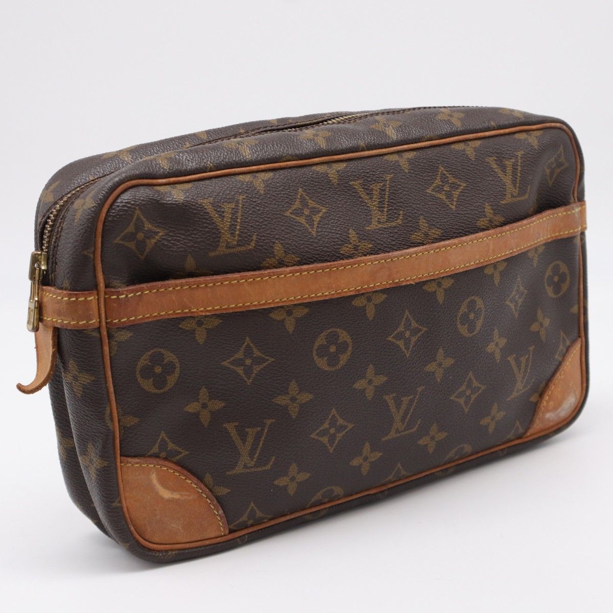 ★3日以内返品可★ LOUIS VUITTON ルイ・ヴィトン モノグラム コンピエーニュ28 M51845 セカンドバッグ ブラウン コーティングキャンバス レザー メンズ