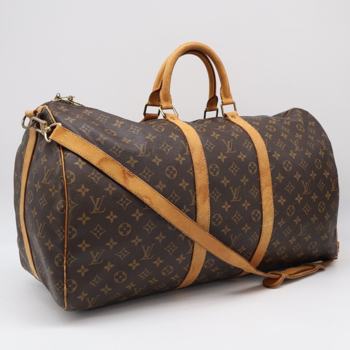 ★3日以内返品可★ LOUIS VUITTON ルイ・ヴィトン モノグラム キーポル バンドリエール55 M41414 ボストンバッグ ブラウン コーティングキャンバス レザー レディース