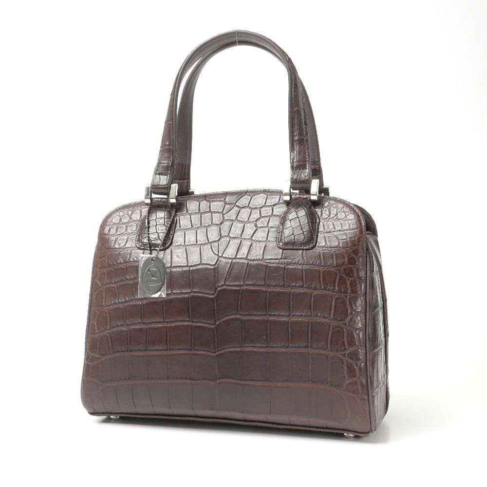 □美品□CROCODILE クロコダイル ハンドバッグ JRA認定 マットクロコ