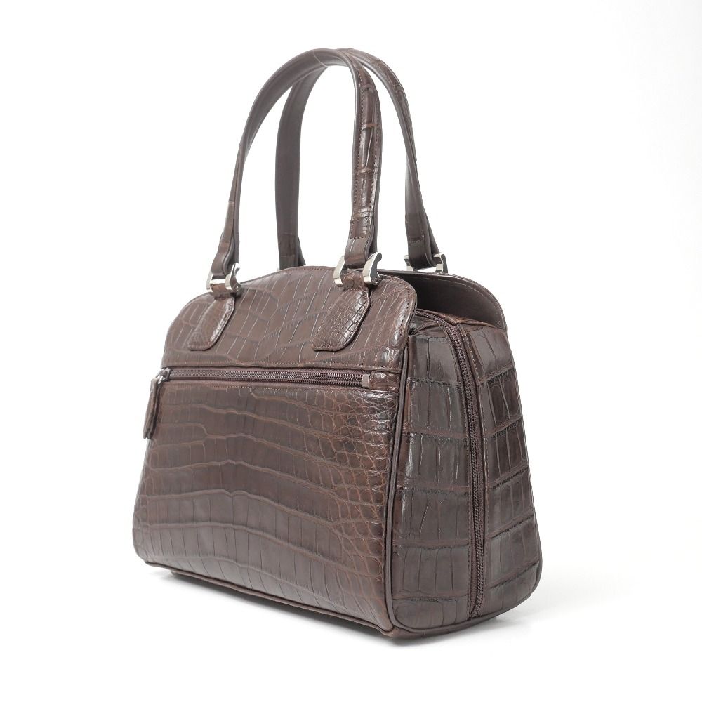 □美品□CROCODILE クロコダイル ハンドバッグ JRA認定 マットクロコ
