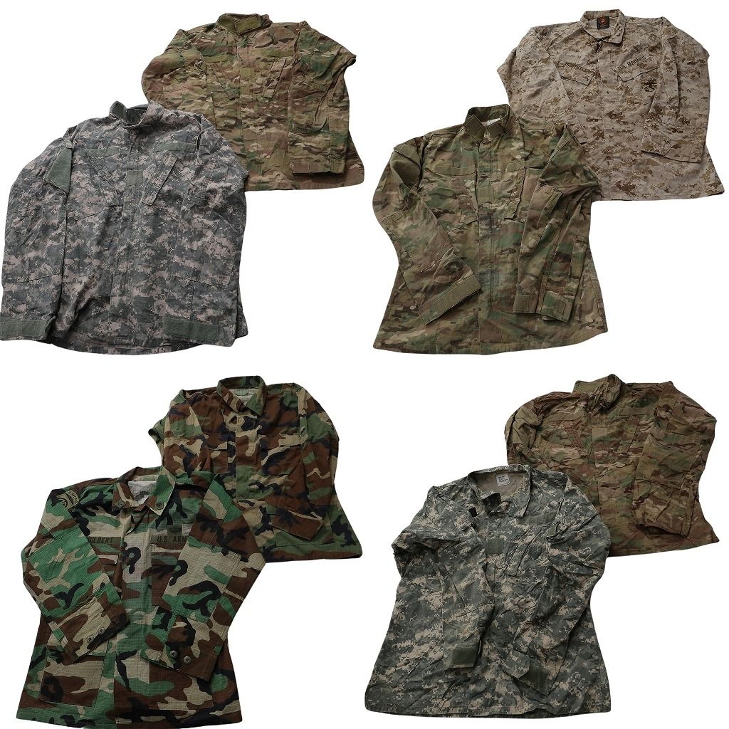 古着卸 まとめ売り 米軍実物・民間MIX ミリタリー フィールドジャケット 8枚セット ( メンズ M ) マルチカム デジカモ 中古 古着 NF0981