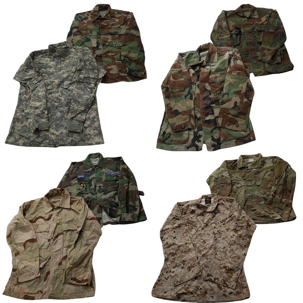古着卸 まとめ売り 米軍実物・民間MIX ミリタリー フィールドジャケット 8枚セット ( メンズ S ) ウッドランド デジカモ 中古 古着 NF0986