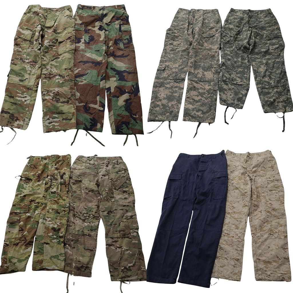 古着卸 まとめ売り 米軍実物・民間MIX ミリタリー ロングパンツMIX 8枚セット ( メンズ M ) マルチカム デジカモ 中古 古着 NF0987