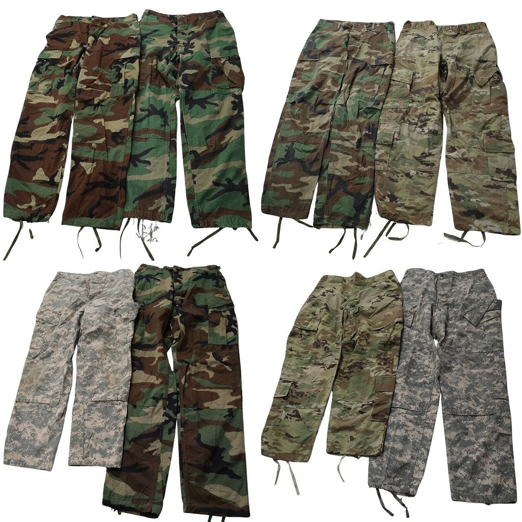 古着卸 まとめ売り 米軍実物・民間MIX ミリタリー ロングパンツMIX 8枚セット ( メンズ M ) ウッドランド 中古 古着 NF0990