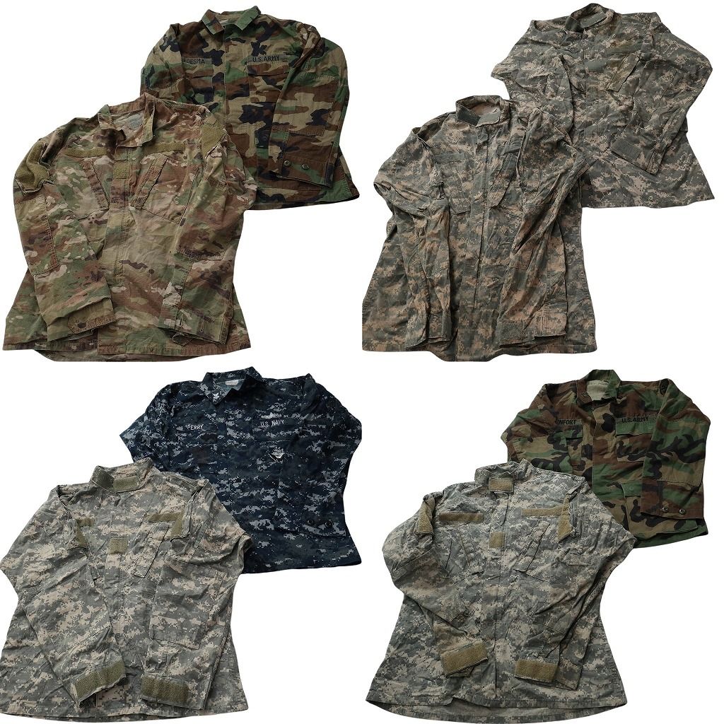 古着卸 まとめ売り 米軍実物・民間MIX ミリタリー フィールドジャケット 8枚セット ( メンズ M ) マルチカム デジカモ 中古 古着 NF0994