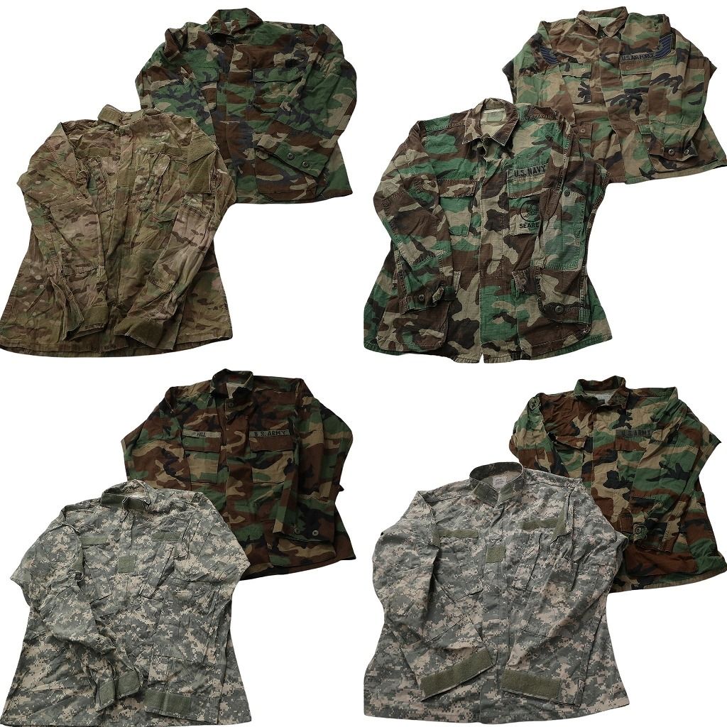 古着卸 まとめ売り 米軍実物・民間MIX ミリタリー フィールドジャケット 8枚セット ( メンズ M ) ウッドランド デジカモ 中古 古着 NF0995