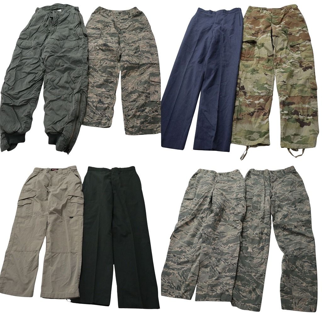 古着卸 まとめ売り 米軍実物・民間MIX ミリタリー ロングパンツMIX 8枚セット ( メンズ 30 ) デジタルタイガー 中古 古着 NF1000