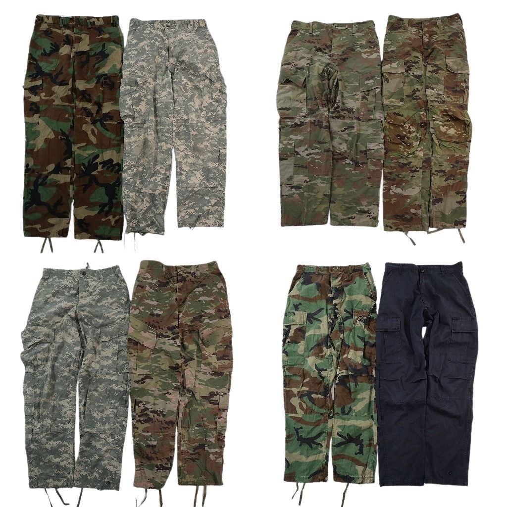 古着卸 まとめ売り 米軍実物・民間MIX ミリタリー ロングパンツ 8枚セット ( メンズ Ｓ ) ウッドランド デジカモ 中古 古着 NF1006 8,208円
