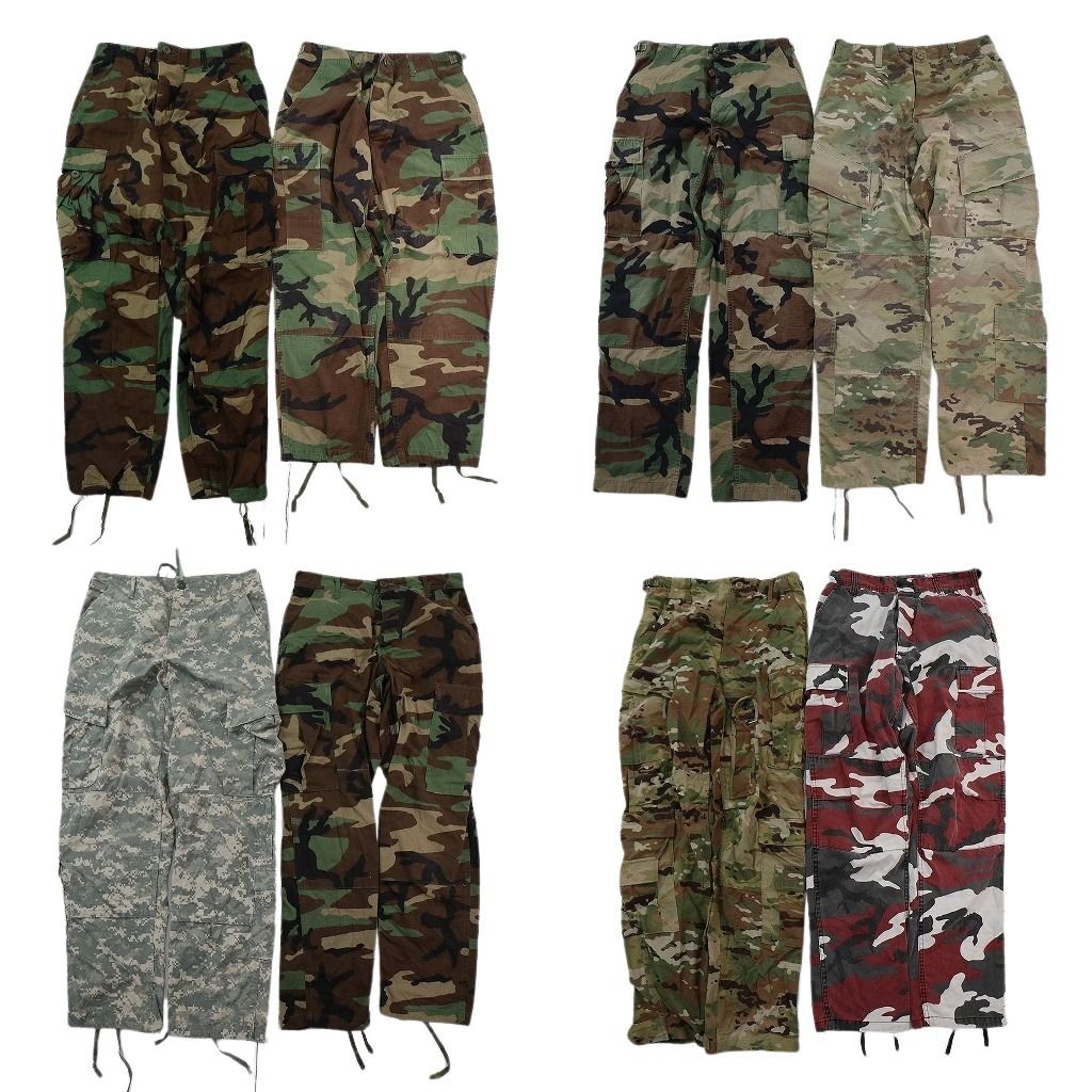 古着卸 まとめ売り 米軍実物・民間MIX ミリタリー ロングパンツ 8枚セット ( メンズ Ｓ ) ウッドランド デジカモ 中古 古着 NF1008