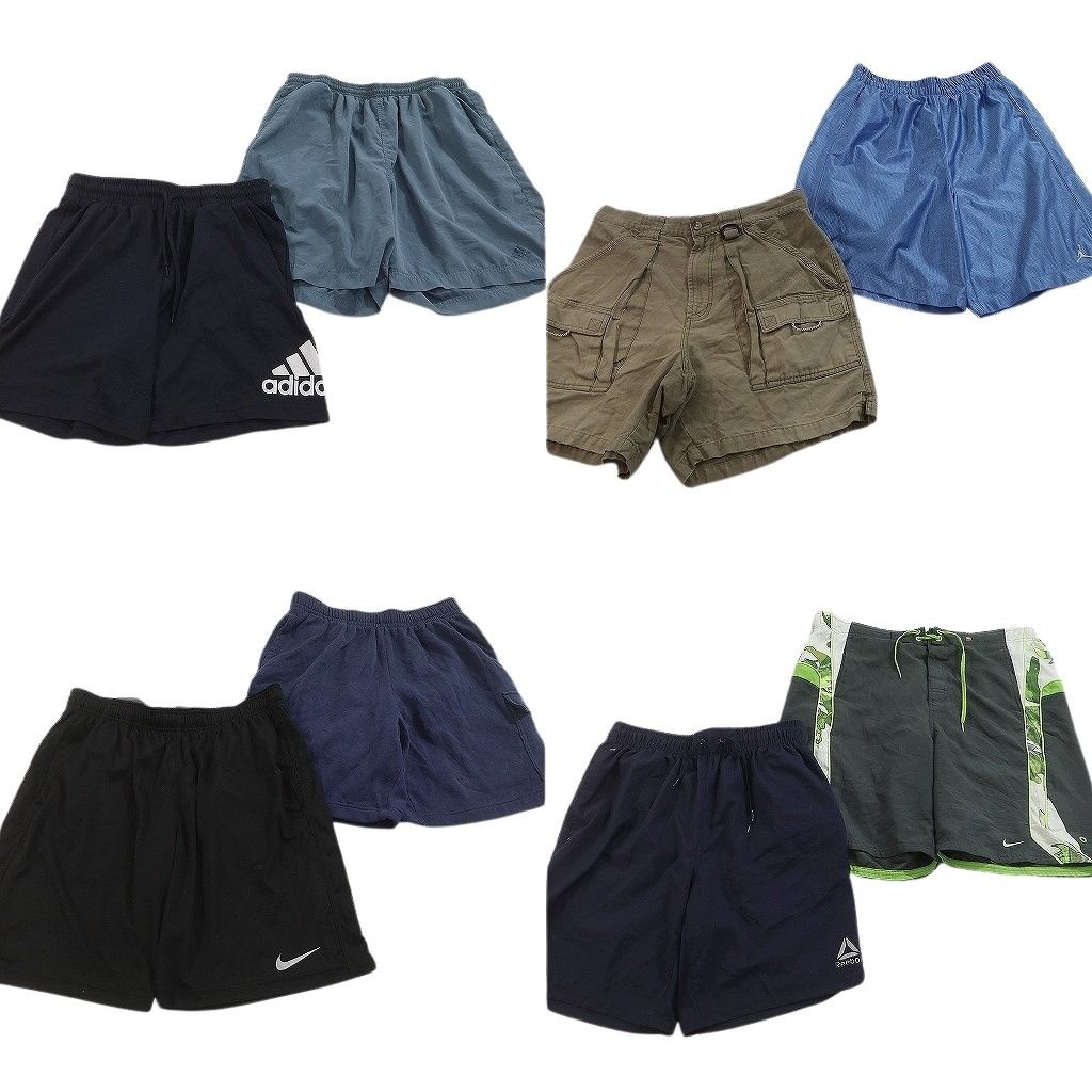 古着卸 まとめ売り ブランドMIX ショートパンツ 8枚セット ( メンズ M ) コロンビア ナイキ ジョーダン アディダス 中古 古着 NF1090