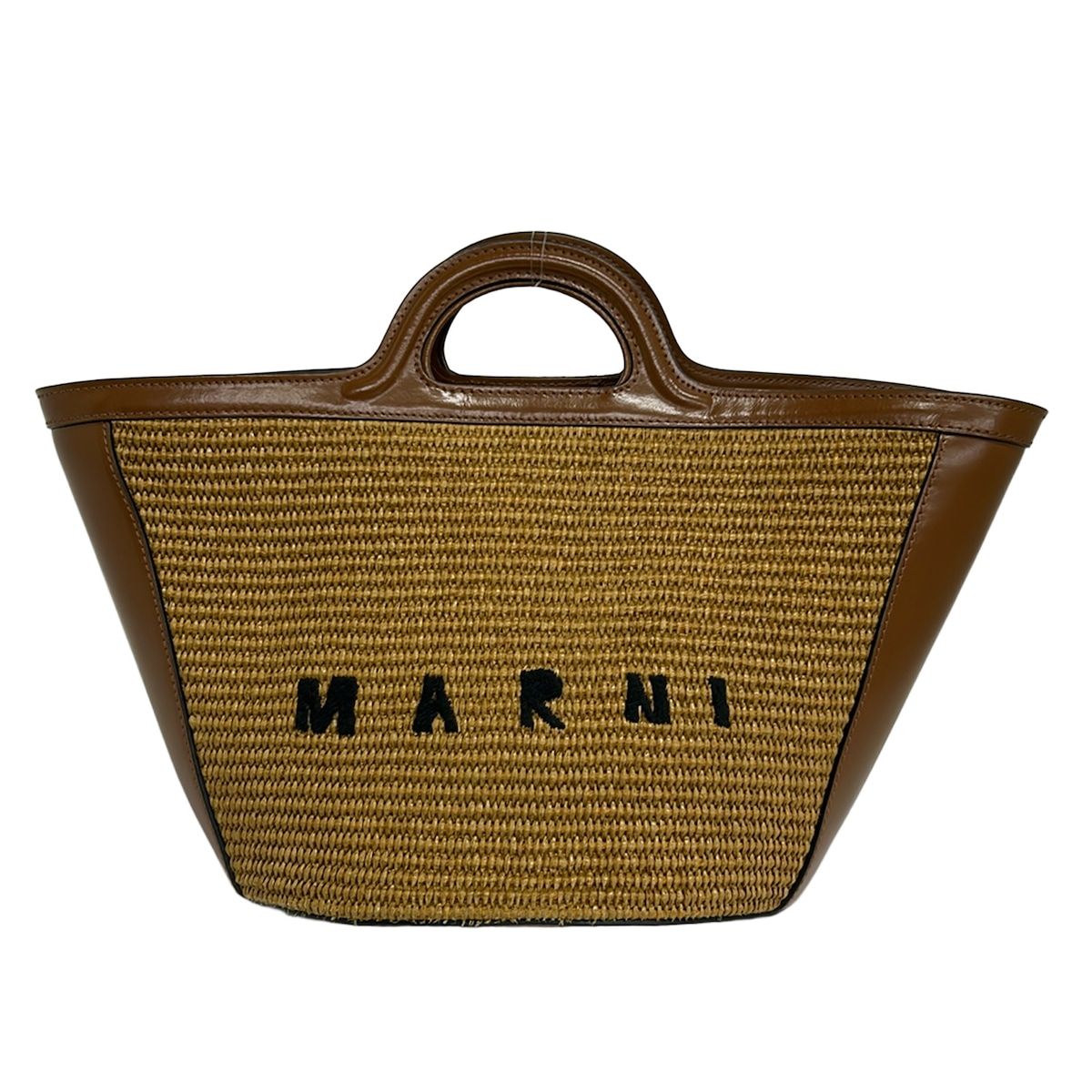 MARNI(マルニ) トートバッグ美品 トロピカリア BMMP0038Q0 ダークブラウン×ブラウン×黒 レザー 27,900円
