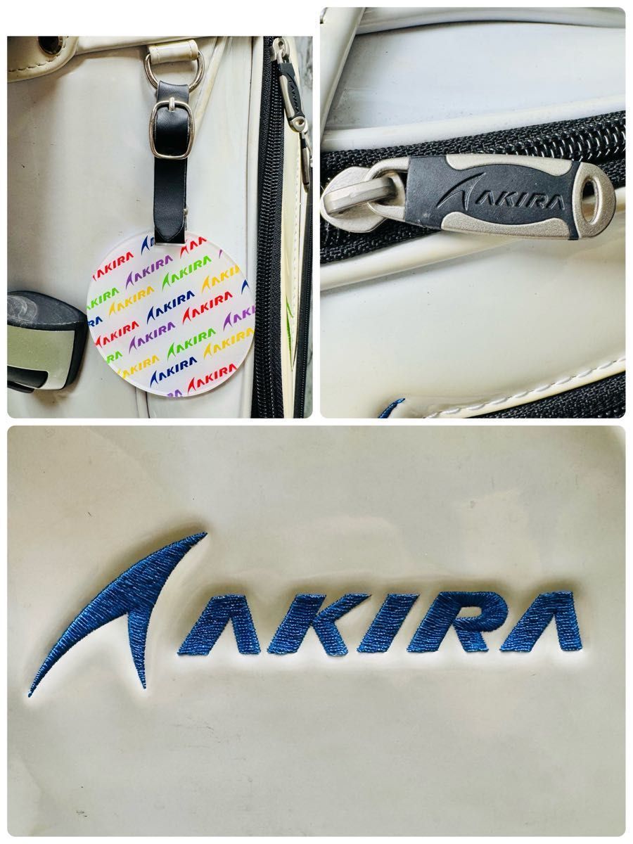 良品】希少レア アキラ 3点式 カート型 キャディバッグ エナメル素材