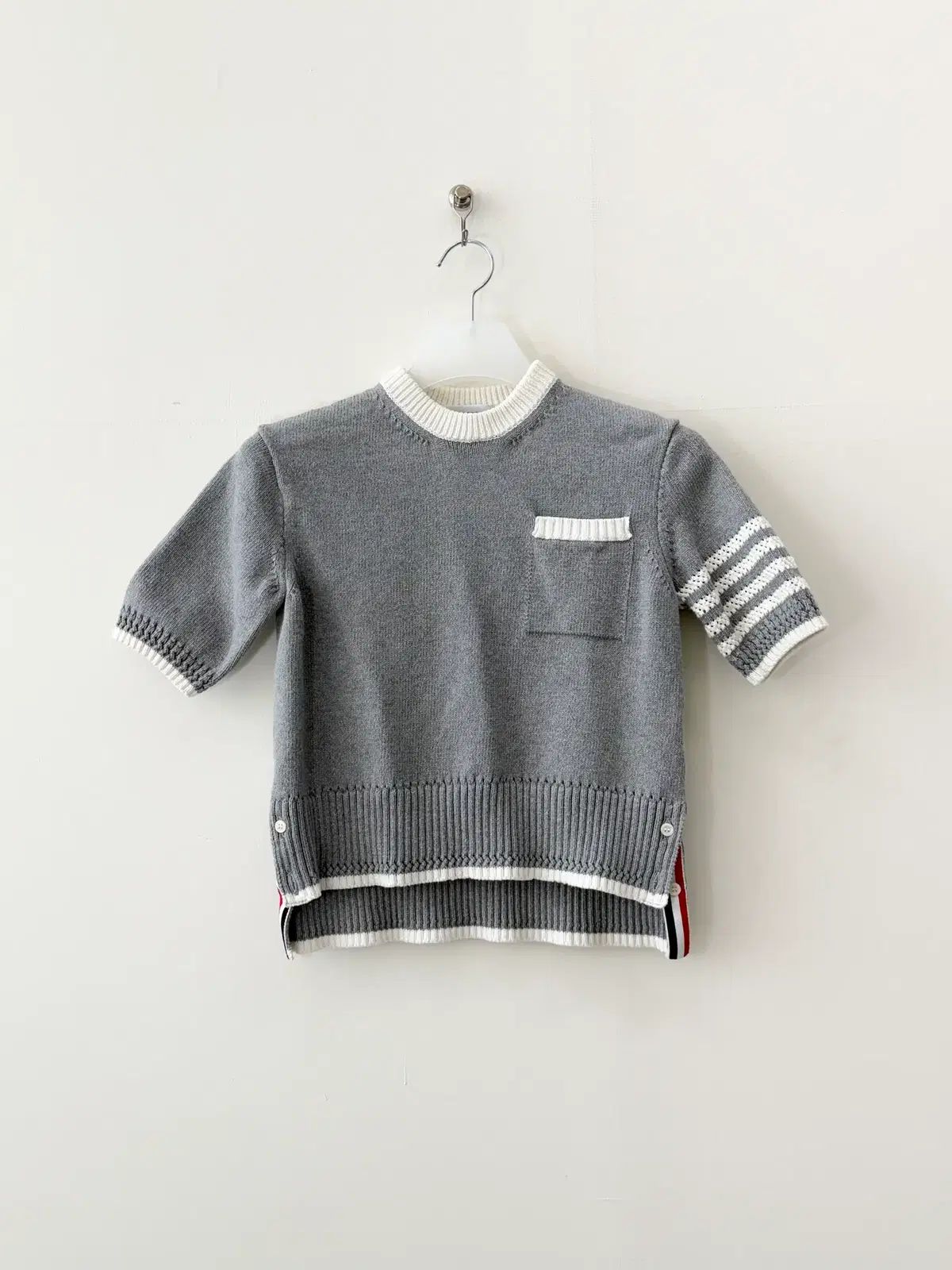 38サイズ *正規品 トム・ブラウン スティッチ コットン 斜めボーダー ショートスリーブ Tシャツ