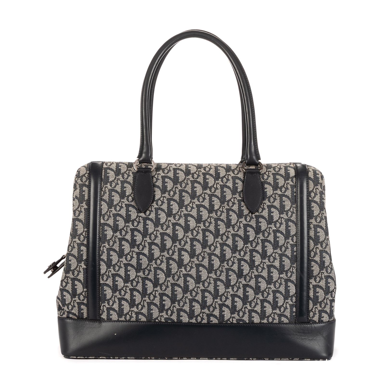 [中古] DIOR ディオールラージ トロッター フレーム バッグベージュ/ネイビートロッター柄 キャンバスA