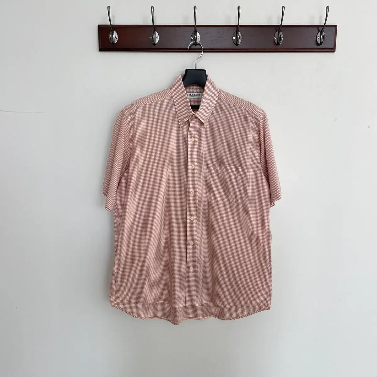 イヴ・サンローラン YVES SAINT LAURENT イヴ・サンローラン ロゴ ギンガム CHECK 半袖 シャツ
