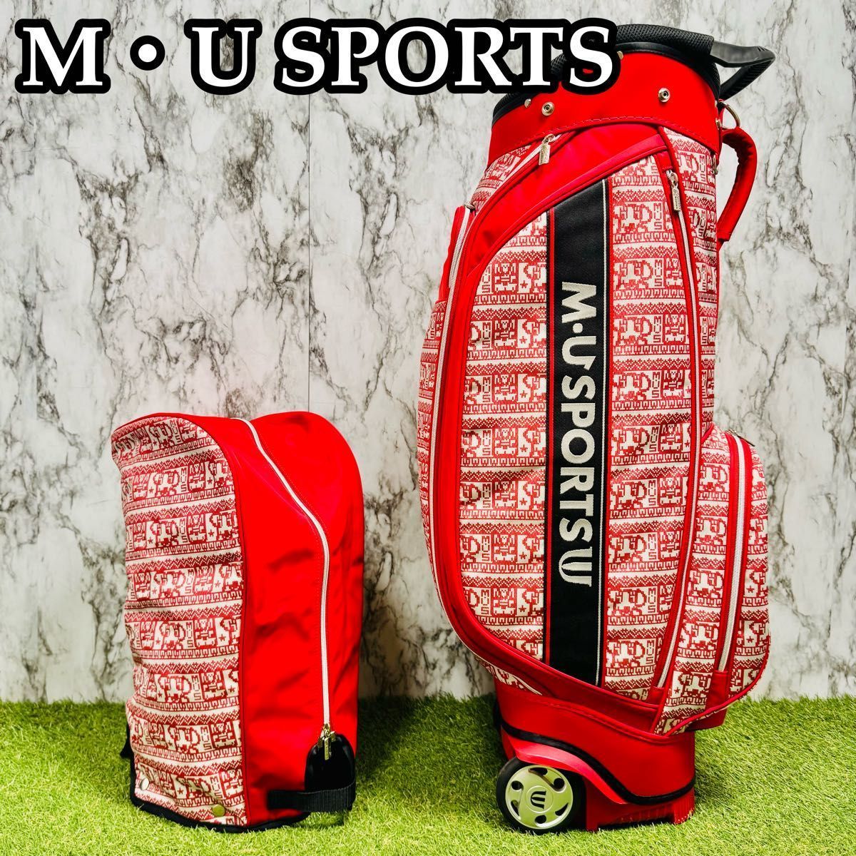 【美品】持ち運び楽々キャスター付き M・Uスポーツ カート式 キャディバッグ