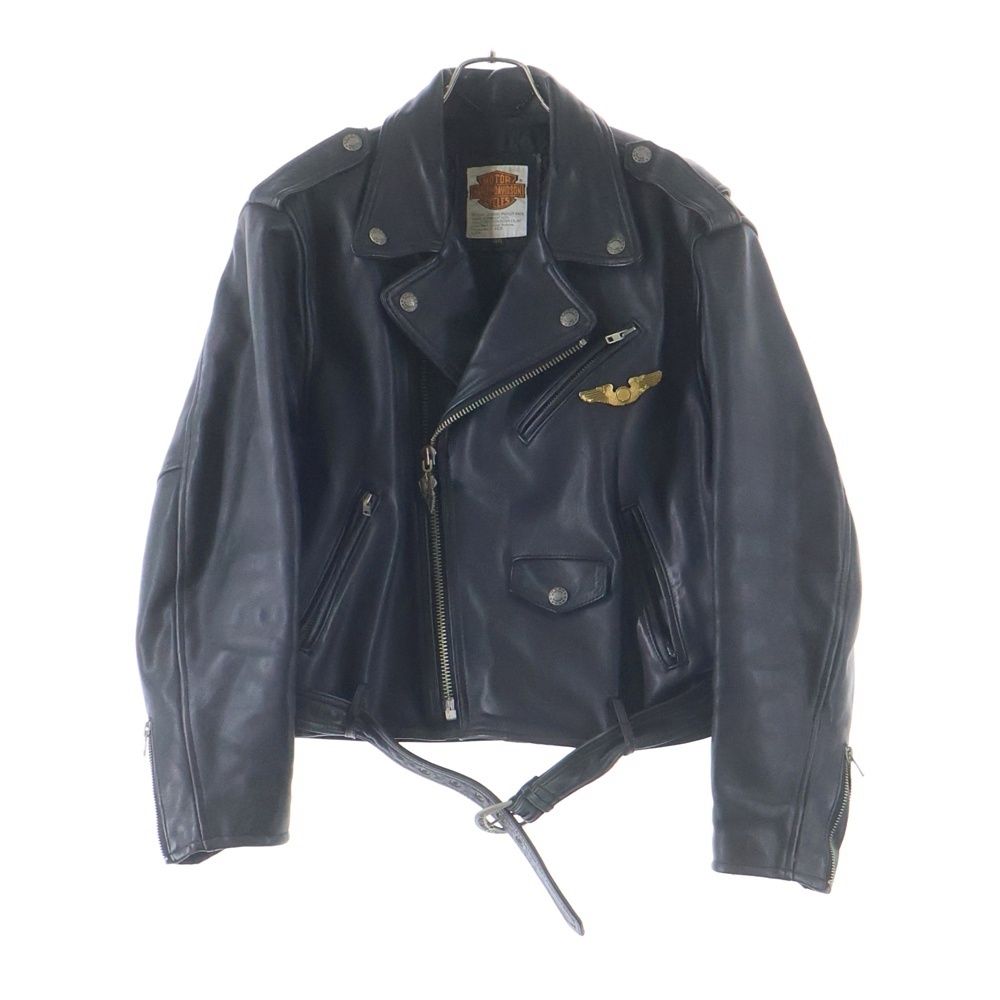 HARLEY DAVIDSON (ハーレーダビッドソン) SCREAMIN EAGLE CLUB スクリーミングイーグル クラブ USA製 裏地キルティング ピンズカスタム レザー ダブルライダースジャケット ブラック