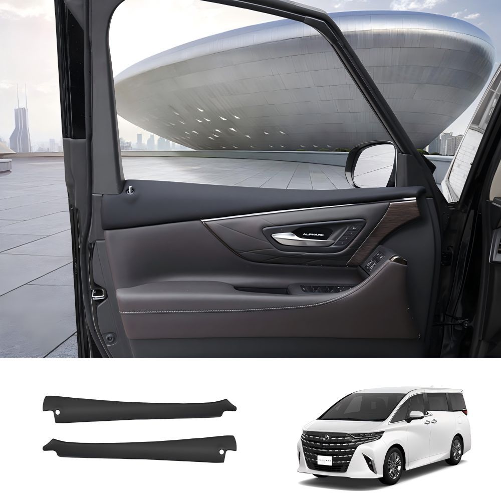 TOYOTA ALPHARD/VELLFIRE アルファード / ヴェルファイア 40 系 フロントドアアームレストカバー ブラック ABS + レザー 2P 傷防止 ドレスアップ 貼るだけ 耐久性 簡単取付
