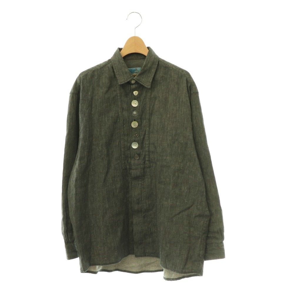 ジャーナルスタンダード JOURNAL STANDARD MIKA KASAI 別注 25AW PATCH BUTTON LINEN SH シャツ ブラウス 前開き F チャコール /CX ■OS