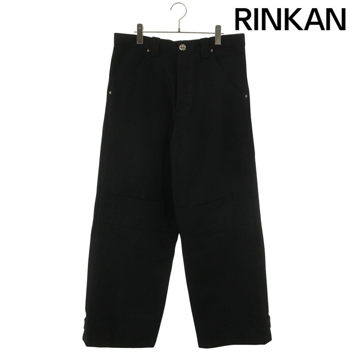 クロムハーツ  DNM PANTS CRS BLACK BTN ストラップ付ワイドデニムパンツ メンズ 33インチ クロムハーツ DNM PANTS CRS BLACK BTN ストラップ付ワイドデニム