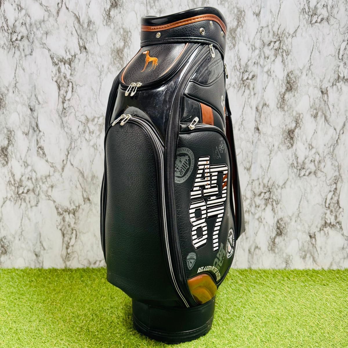 【中古】アダバット カート式 キャディバッグ ゴルフバッグ 黒 茶 中古】アダバット カート式 キャディバッグ ゴルフバッグ 黒 茶 - メルカリ