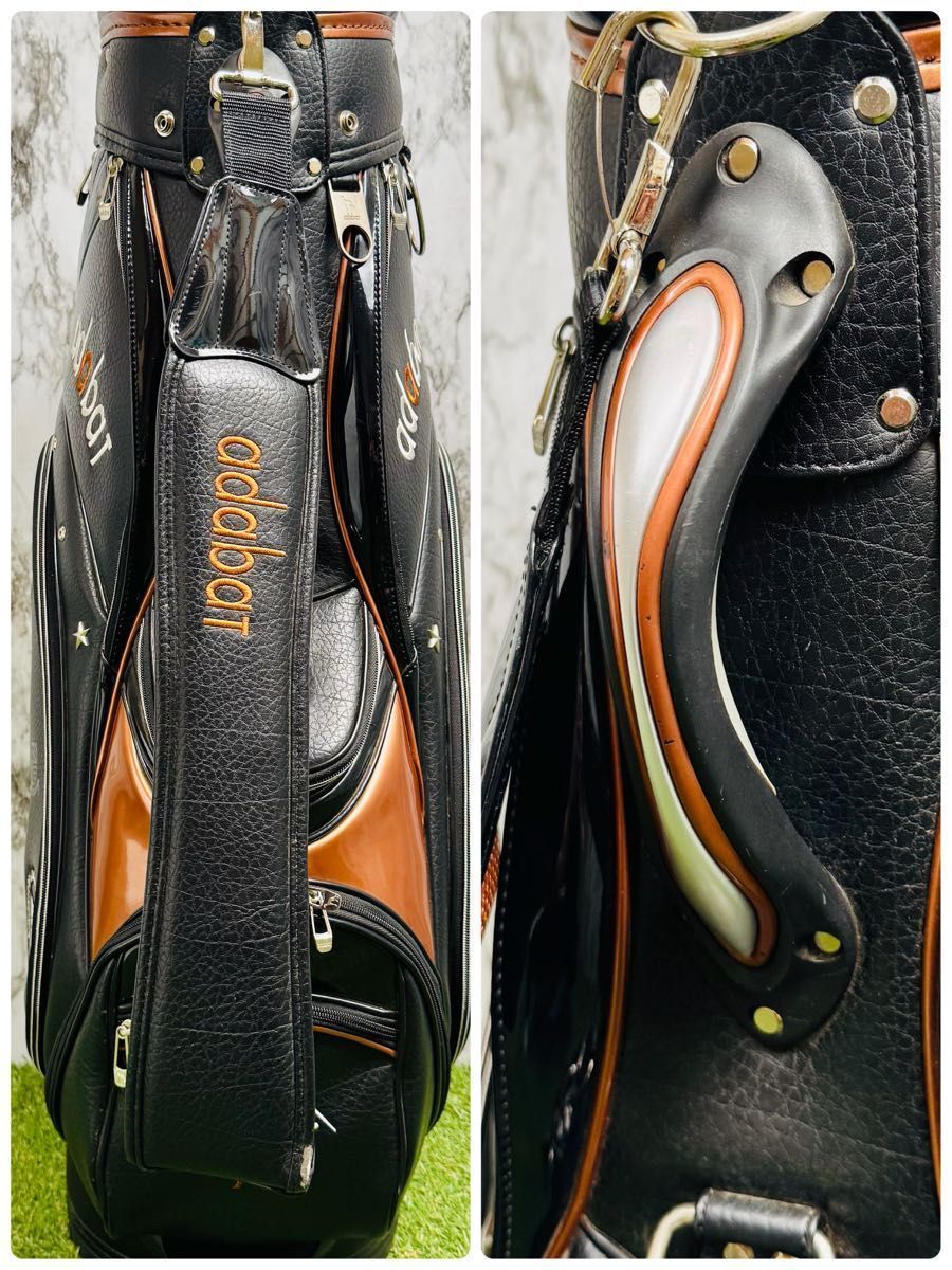 【中古】アダバット カート式 キャディバッグ ゴルフバッグ 黒 茶 中古】アダバット カート式 キャディバッグ ゴルフバッグ 黒 茶 - メルカリ