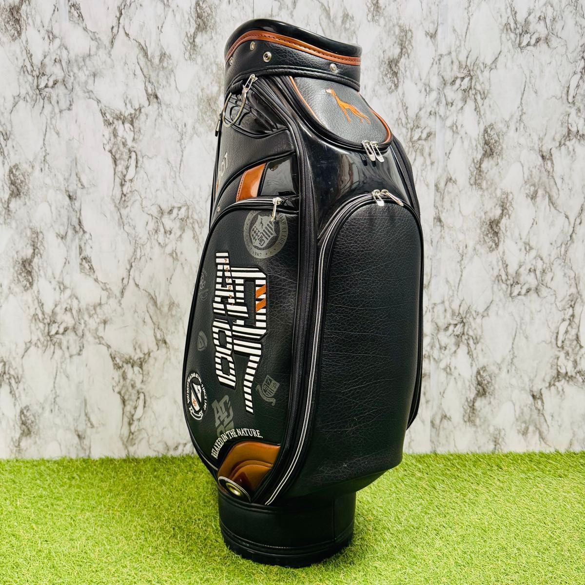 【中古】アダバット カート式 キャディバッグ ゴルフバッグ 黒 茶 中古】アダバット カート式 キャディバッグ ゴルフバッグ 黒 茶 - メルカリ