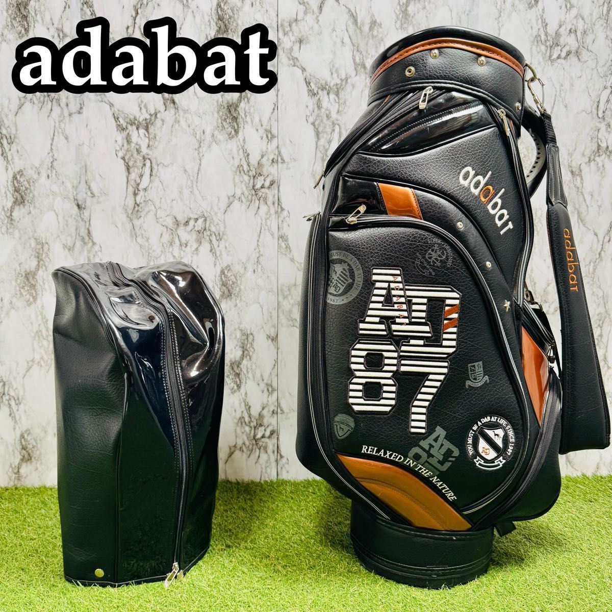 【中古】アダバット カート式 キャディバッグ ゴルフバッグ 黒 茶 中古】アダバット カート式 キャディバッグ ゴルフバッグ 黒 茶 - メルカリ