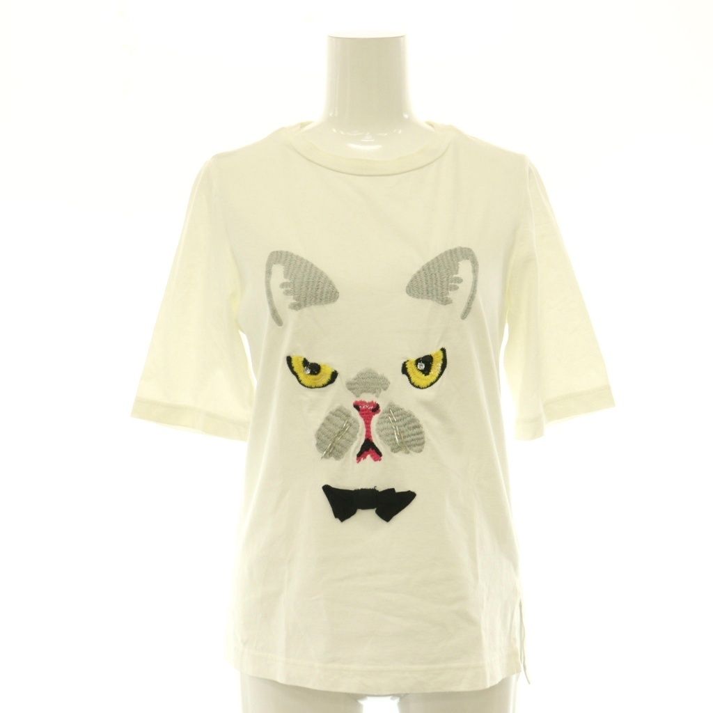 ミュベール muveil ネコ Tシャツ カットソー 半袖 コットン 36 白 /NR