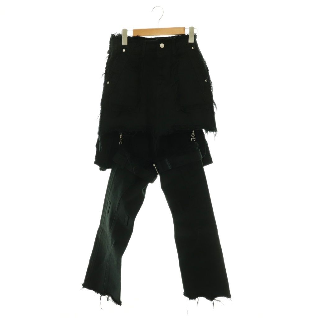 ヴォルテージコントロールフィルター VOLTAGE CONTROL FILTER Leg Cutout Bondage Denim Skirt スカート レッグカットアウトボンテージ ミニ 台形 F 黒 ブラック /HS ■OS