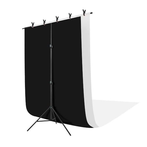 【新品】Hemmotop 背景布 背景スタンド 150x200cm 黒い布 白い布 強力クリップ付 80-200cm 高さ調整可能 背景シート 証明写真 テレワーク リモートワーク テレビ会議用 撮影スタンド 設置簡単 持ち運びが楽 写真撮影 46e5198f