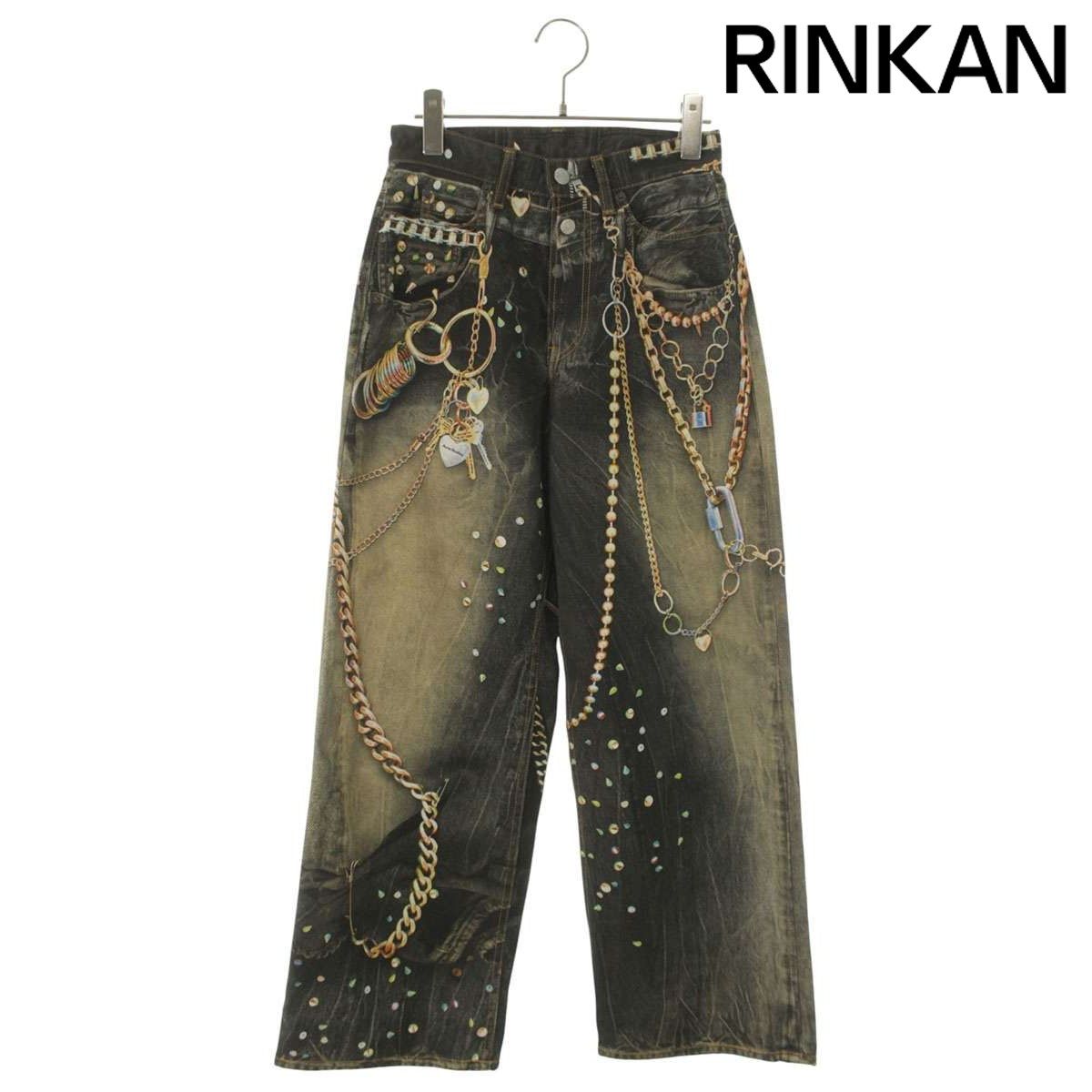 アクネストゥディオズ 1981U TLO BIKER CKY 2026 トロンプイユ転写ルーズフィットデニムパンツ メンズ XXXS