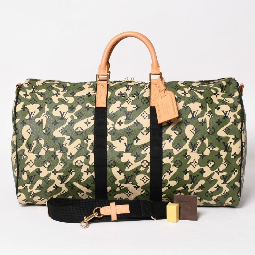 新品未使用 LOUIS VUITTON ルイヴィトン キーポル バンドリエール55 ボストンバッグ M95774 モノグラモフラージュ 村上隆 廃盤 中古 4a003563