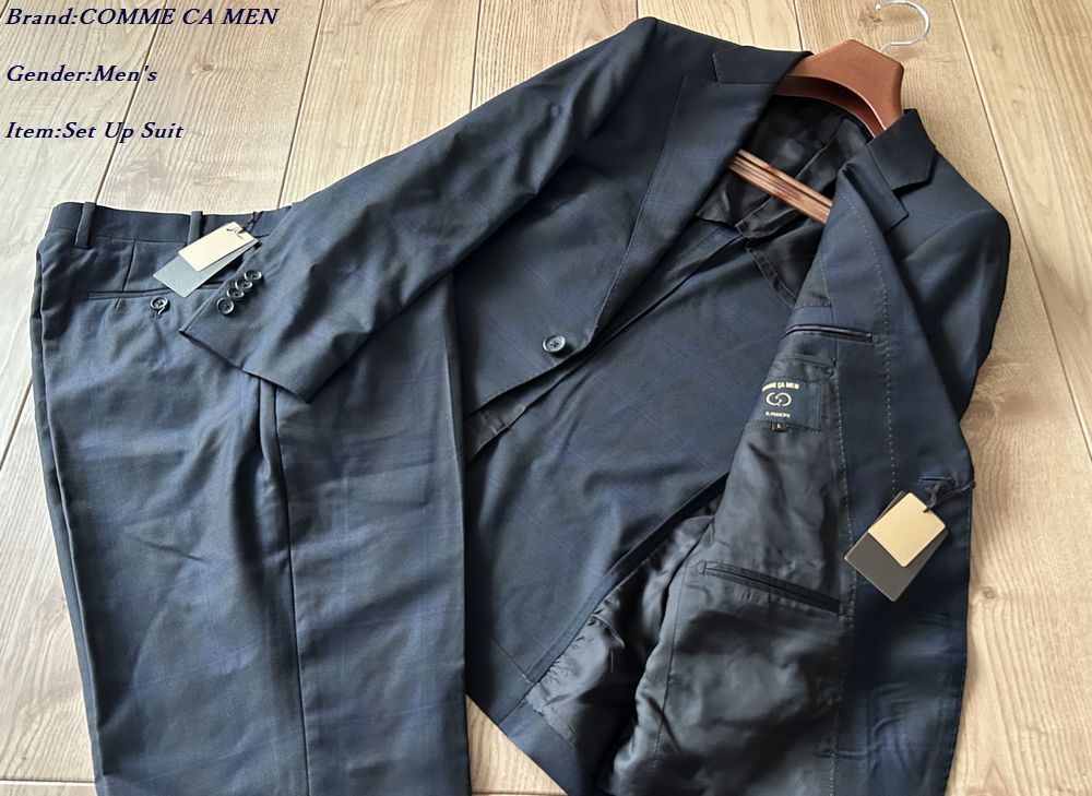 新品訳有り COMME CA MEN コムサメン 尾州産 ウールトロピカル スーツ 05ブラック SS(XS)サイズ 01SO03 定価74,800円