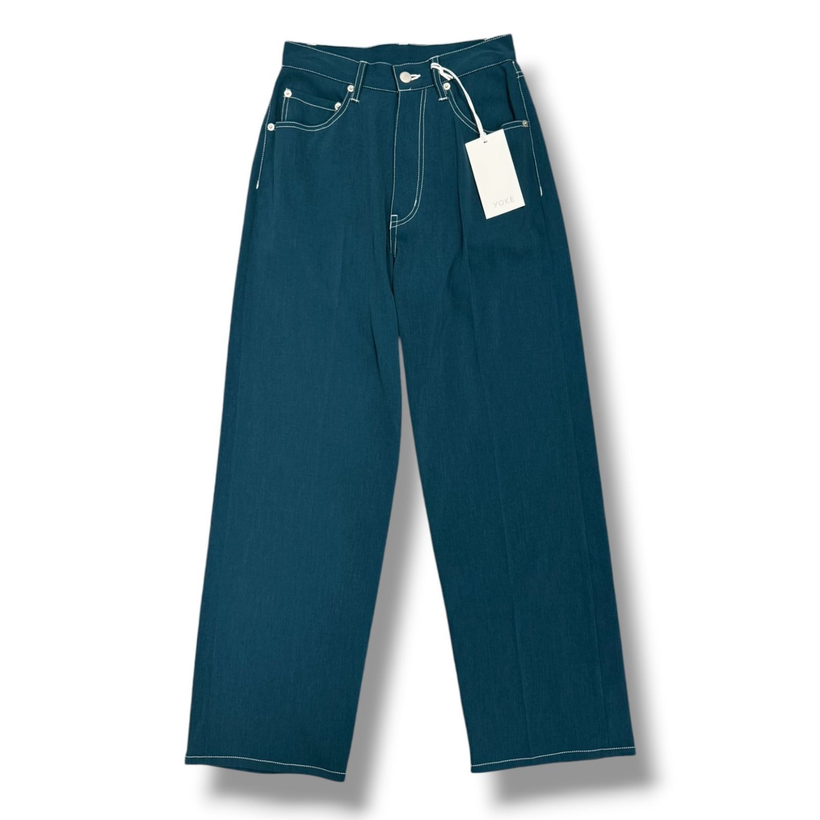 参考上代33,000円 未使用品 YOKE 25SS 5P Wide Straght Pants 5ポケットワイドストレートパンツ トラウザー ヨーク YK25SS0907P ピーコック 1 1841A1