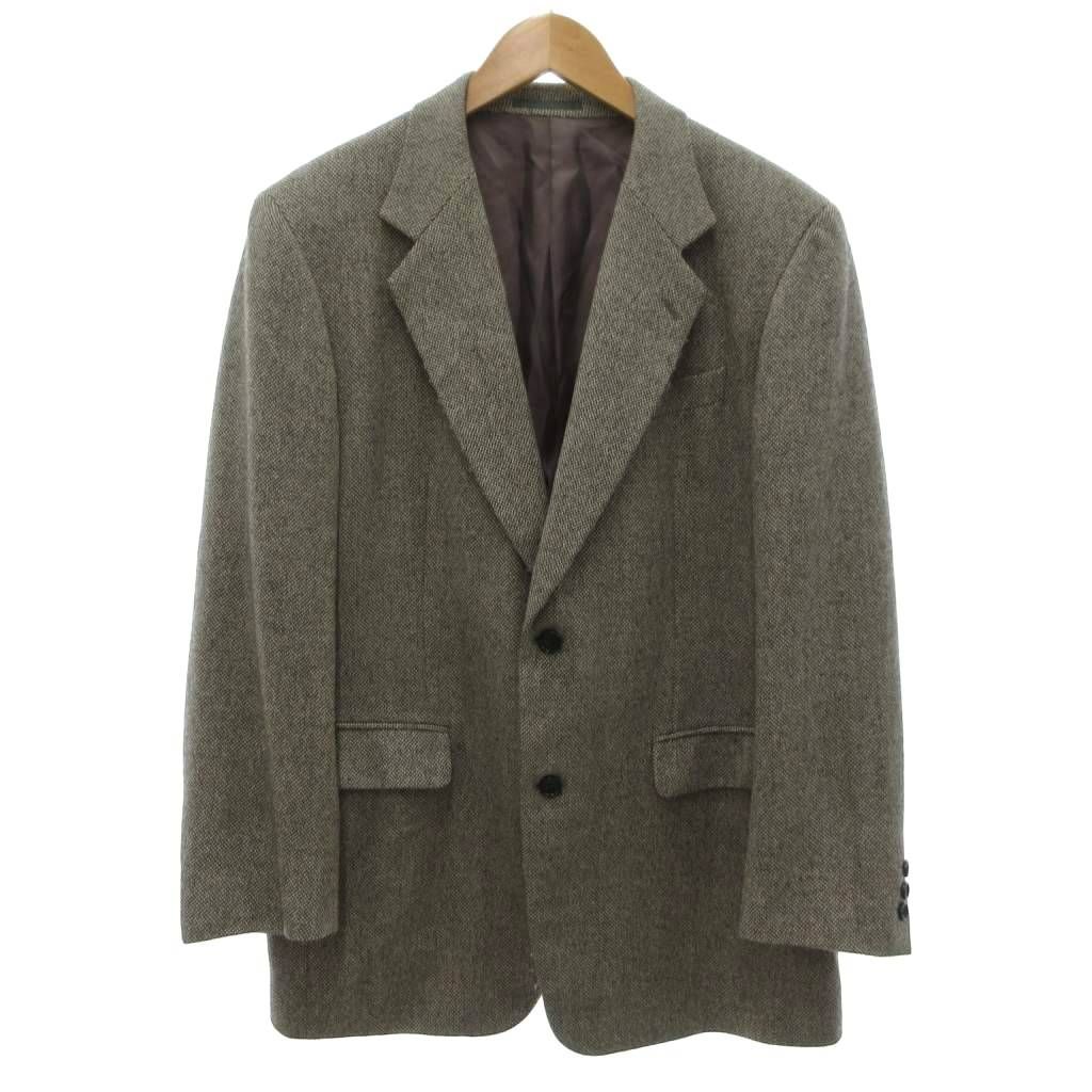 ランバン LANVIN CLASSIQUE テーラードジャケット シングル カシミヤ混 R50 千鳥柄 2B ノッチドラペル 開き見せ 総裏地 グレー /KB ■ECG005