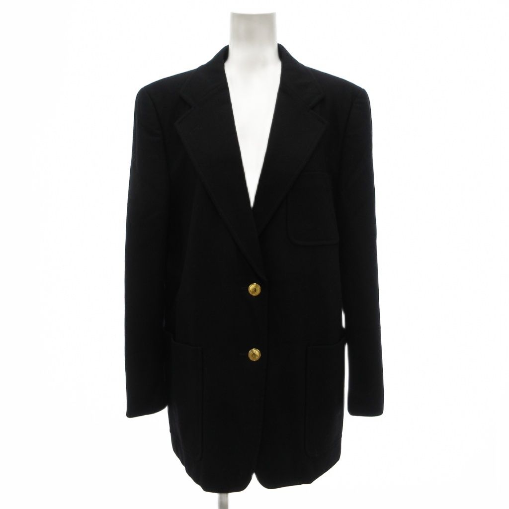 アクアスキュータム AQUASCUTUM 美品 ヴィンテージ テーラードジャケット ブレザー 紺ブレ 9 金ボタン 2B ノッチドラペル 開き見せ 総裏地 紺 ネイビー /KB ■ECG005