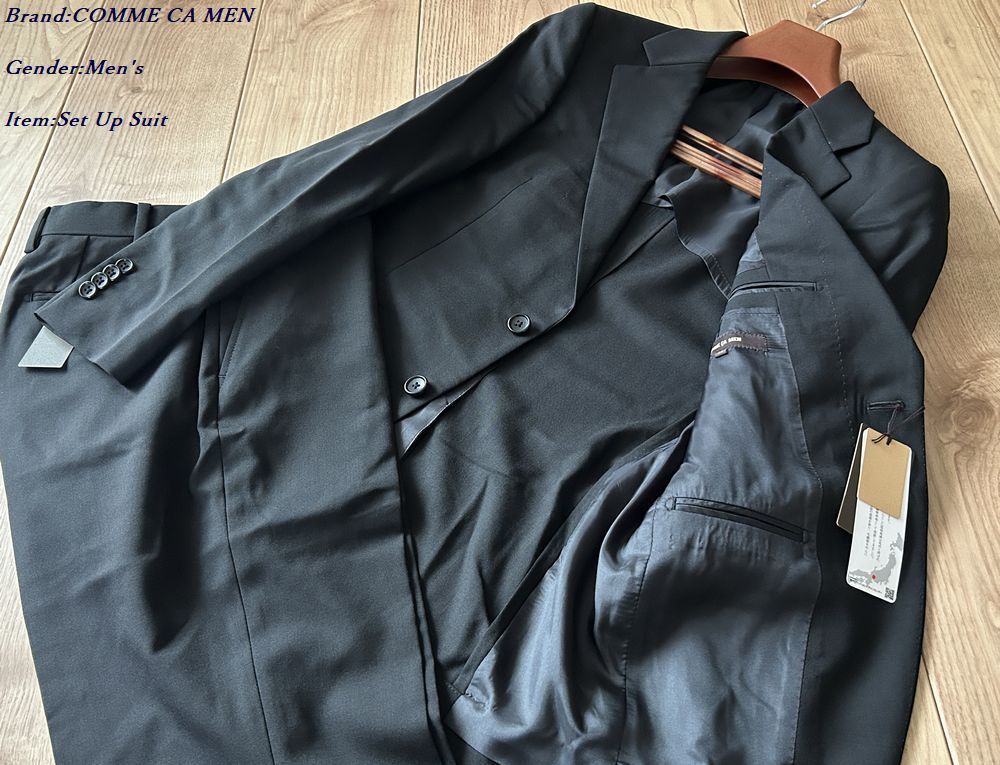 新品訳有り COMME CA MEN コムサメン 尾州産 IL PRINCIPE タータンチェック セットアップ スーツ 05ブラック Lサイズ 01GO01 定価107,800円