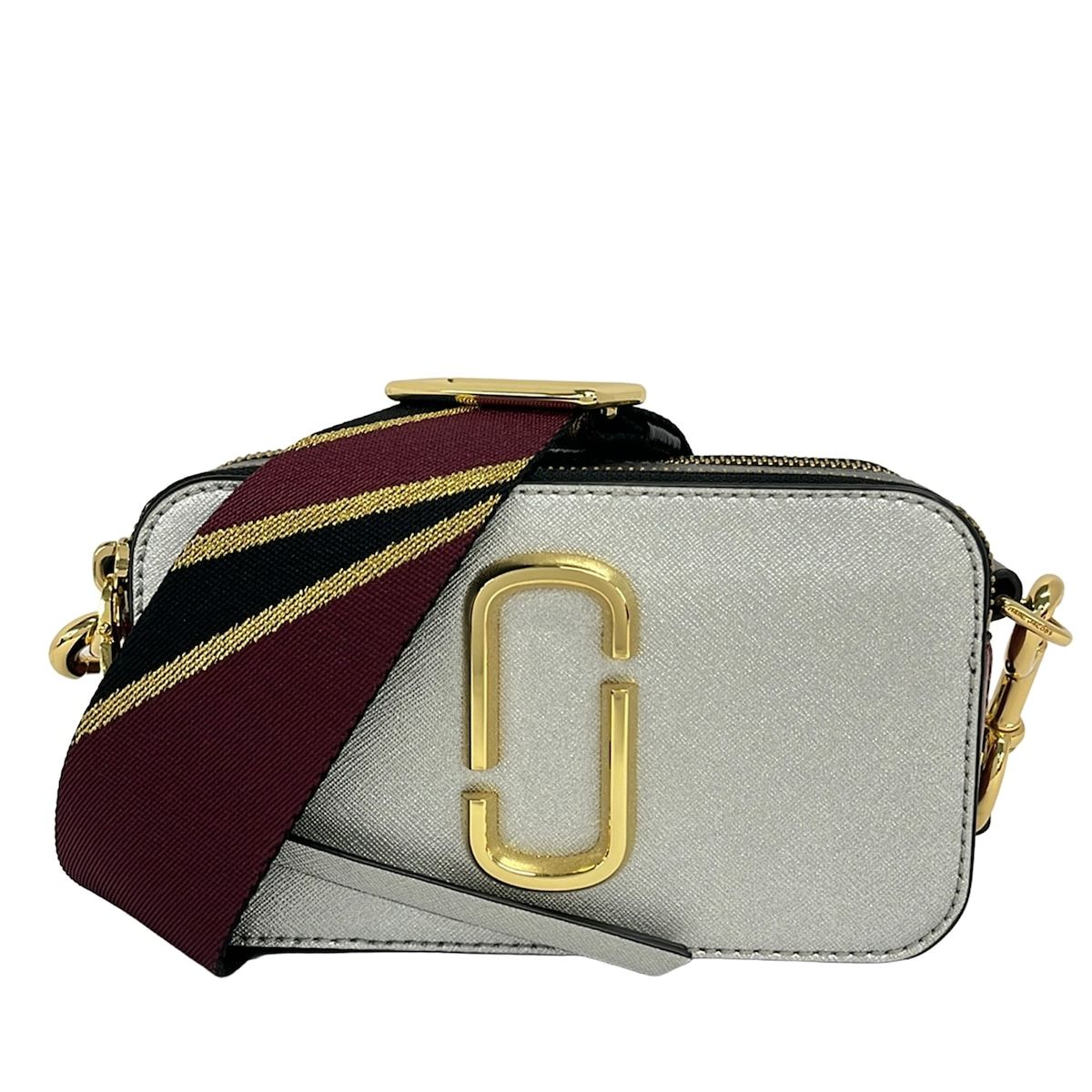 MARC JACOBS(マークジェイコブス) ショルダーバッグ ザ スナップショット M0012007 シルバー×ボルドー ストラップ着脱可 レザー