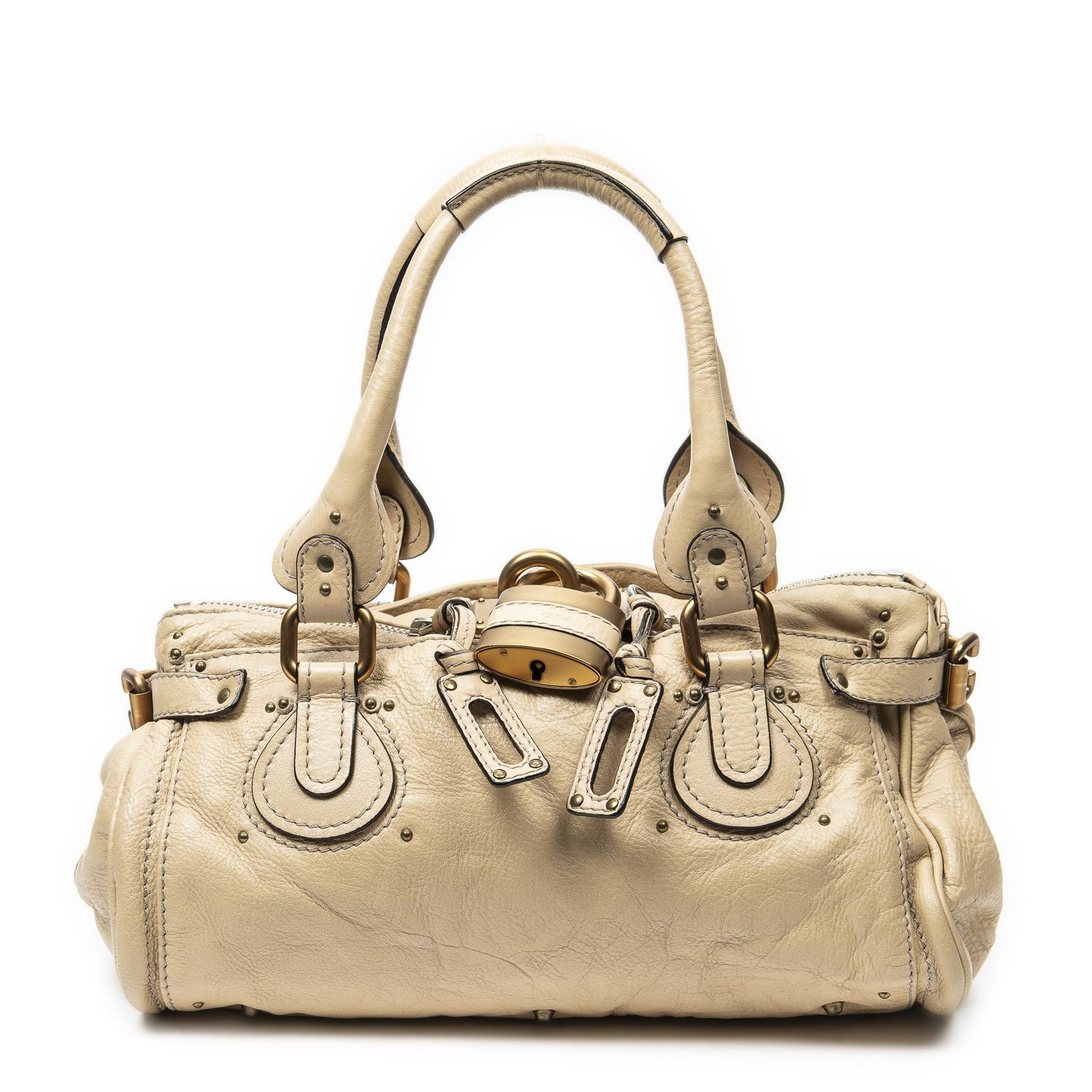 [中古] CHLOE クロエパディントンベージュグレインカーフスキンレザーA